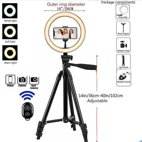 26cm Tri-colour Dimmable LED Beauty Ring Light Tripod Item | Buy 26cm Tri-colour Dimmable LED Beauty Ring Light Tripod | SPOP Enterprise Global